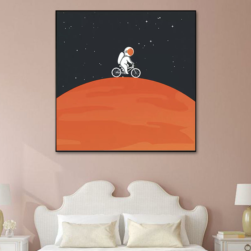 Moon Landing Astronaut Wall Decor Childrens Art Textured Canvas Print for Bedroom Clearhalo 'Art Gallery' 'Canvas Art' 'Kids' Arts' 1615936
