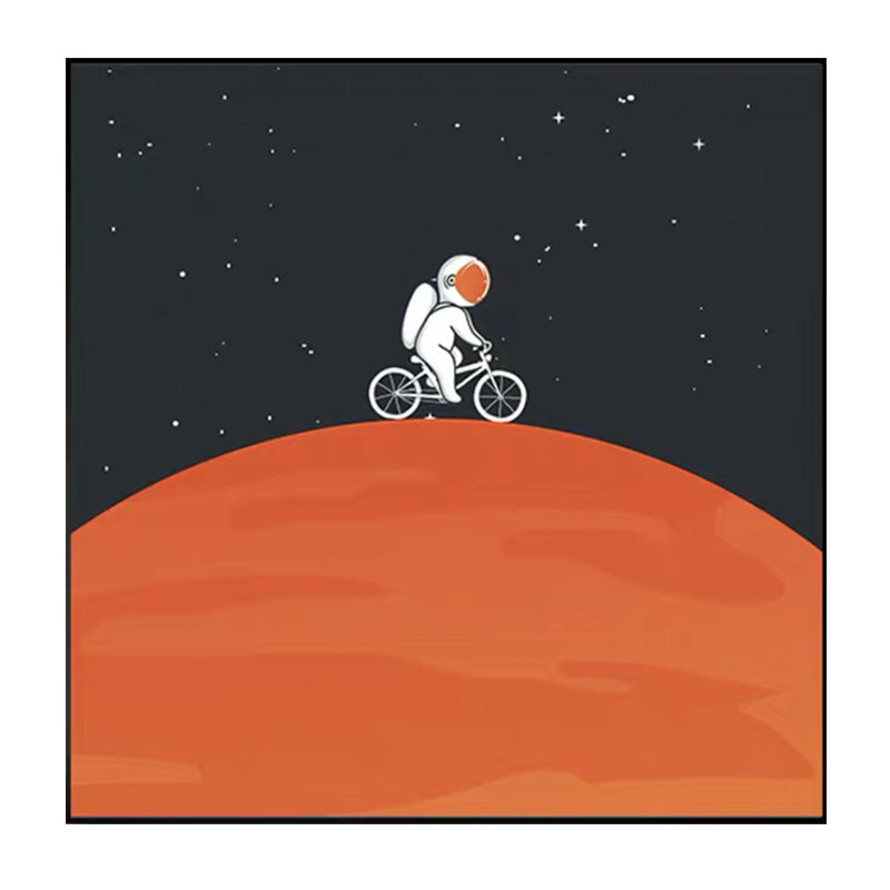 Moon Landing Astronaut Wall Decor Childrens Art Textured Canvas Print for Bedroom Clearhalo 'Art Gallery' 'Canvas Art' 'Kids' Arts' 1615937