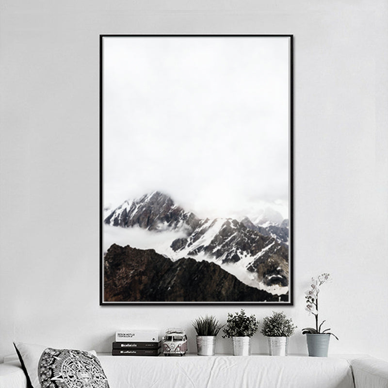 Canvas Textured Art Print Vintage Style Misty Rock Mountain Wall Decoration for Bedroom Black Clearhalo 'Arts' 'Canvas Art' 1615997