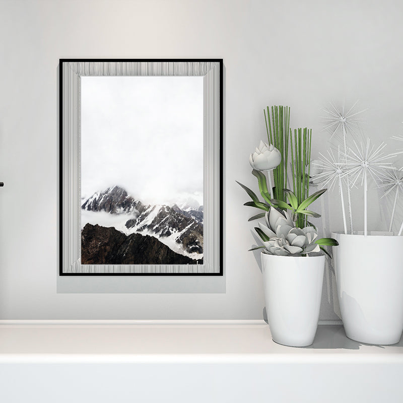 Canvas Textured Art Print Vintage Style Misty Rock Mountain Wall Decoration for Bedroom Clearhalo 'Arts' 'Canvas Art' 1615999