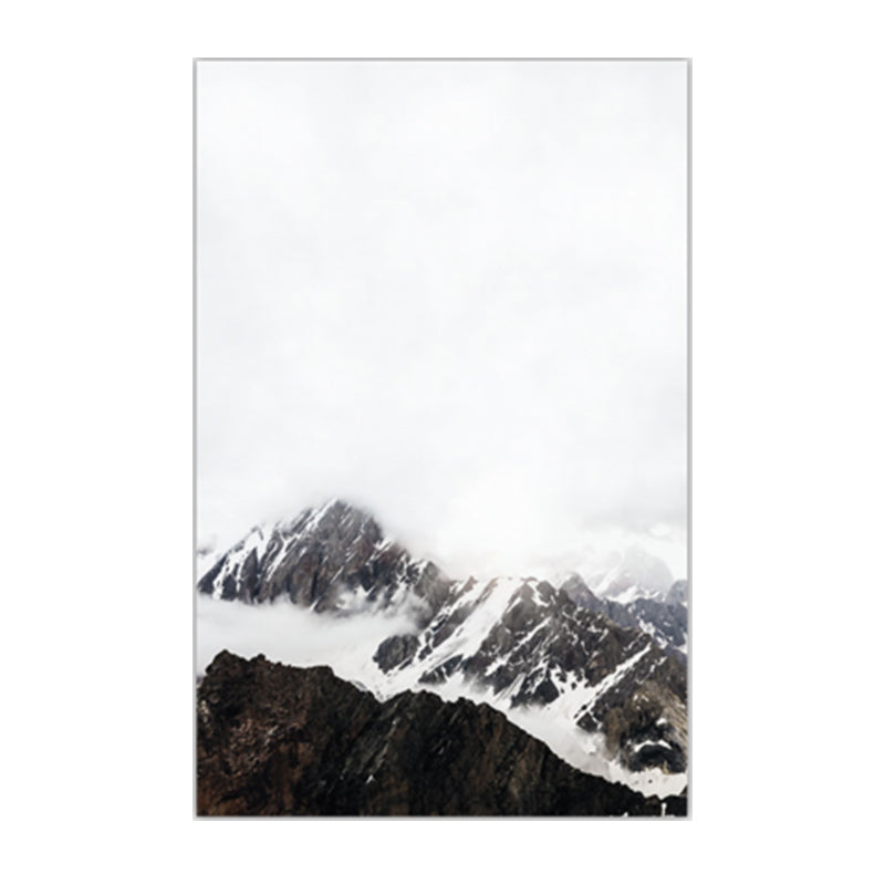 Canvas Textured Art Print Vintage Style Misty Rock Mountain Wall Decoration for Bedroom Clearhalo 'Arts' 'Canvas Art' 1616000