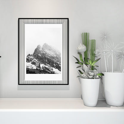 Canvas Textured Art Print Vintage Style Misty Rock Mountain Wall Decoration for Bedroom White Clearhalo 'Arts' 'Canvas Art' 1616004