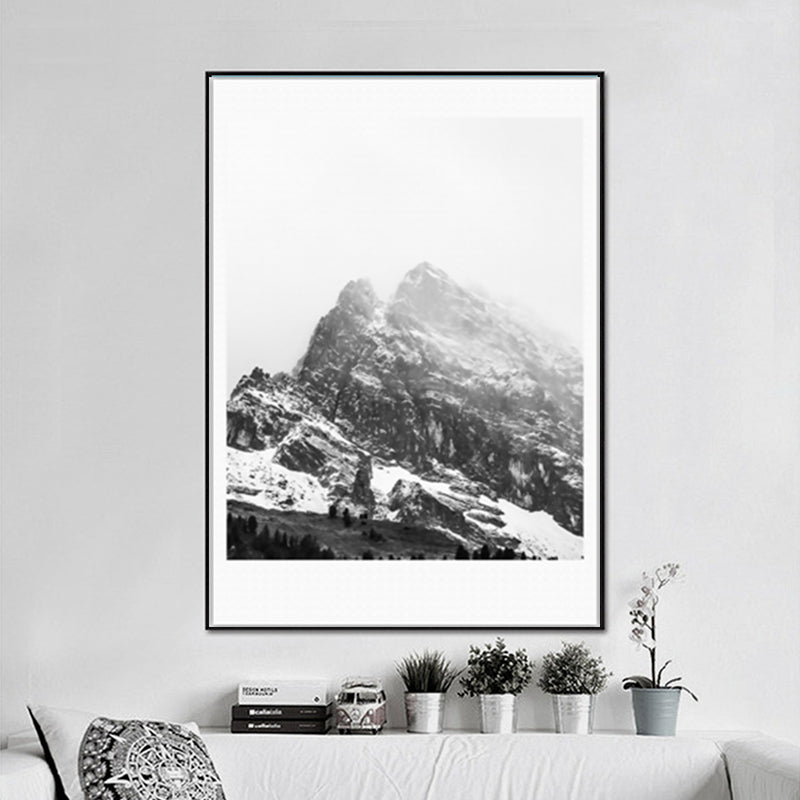 Canvas Textured Art Print Vintage Style Misty Rock Mountain Wall Decoration for Bedroom Clearhalo 'Arts' 'Canvas Art' 1616006