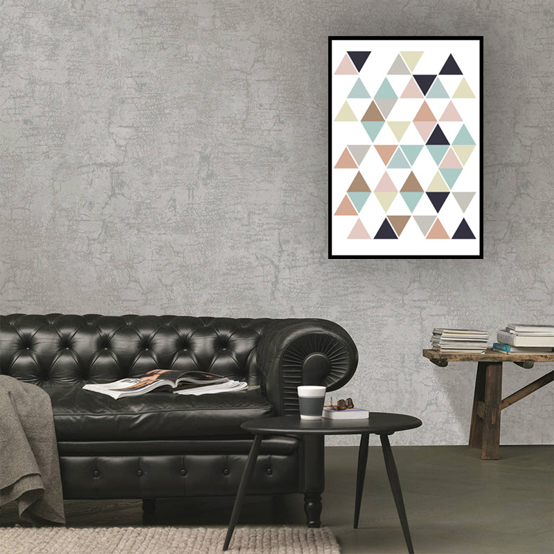 Multicolored Triangle Mosaics Wall Art Textured Nordic Living Room Canvas on White White Clearhalo 'Arts' 'Canvas Art' 1616011