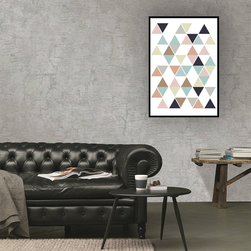 Multicolored Triangle Mosaics Wall Art Textured Nordic Living Room Canvas on White - White - Clearhalo - 'Arts' - 'Canvas Art' - 1616011