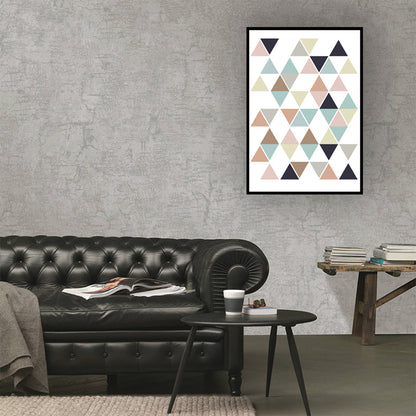Multicolored Triangle Mosaics Wall Art Textured Nordic Living Room Canvas on White White Clearhalo 'Arts' 'Canvas Art' 1616011