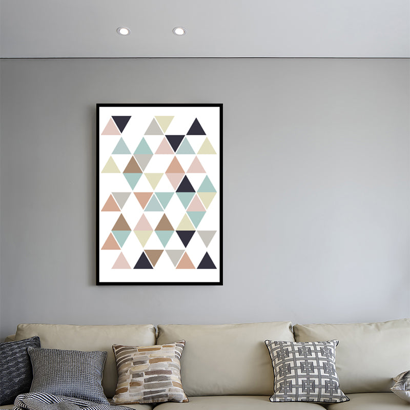 Multicolored Triangle Mosaics Wall Art Textured Nordic Living Room Canvas on White - Clearhalo - 'Arts' - 'Canvas Art' - 1616012