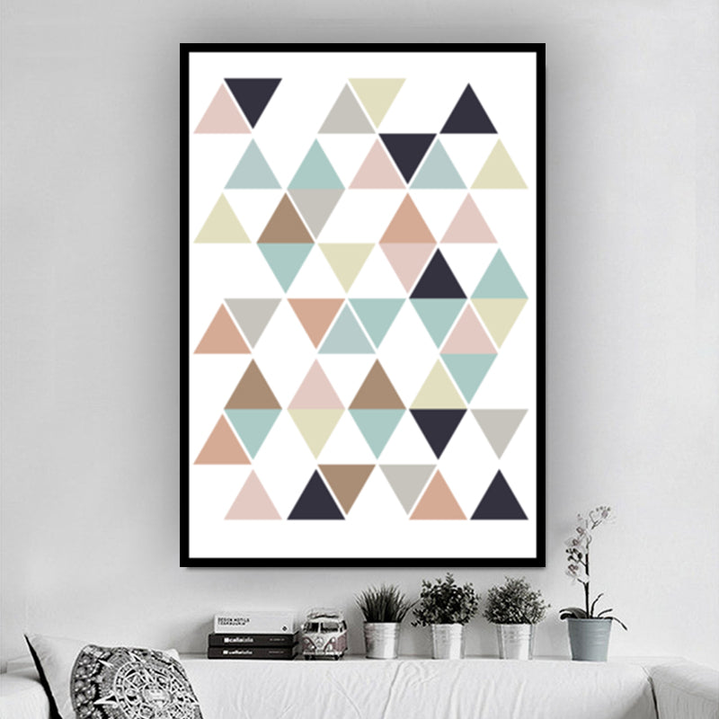 Multicolored Triangle Mosaics Wall Art Textured Nordic Living Room Canvas on White - Clearhalo - 'Arts' - 'Canvas Art' - 1616013