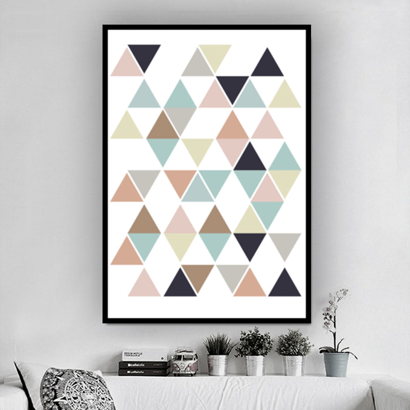 Multicolored Triangle Mosaics Wall Art Textured Nordic Living Room Canvas on White Clearhalo 'Arts' 'Canvas Art' 1616013