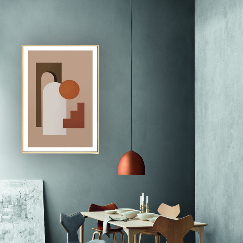 Nordic Still Life Geometric Art Print Pastel Color Textured Wall Decor for Living Room Yellow Clearhalo 'Arts' 'Canvas Art' 1616053