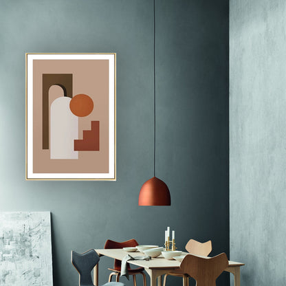 Nordic Still Life Geometric Art Print Pastel Color Textured Wall Decor for Living Room Yellow Clearhalo 'Arts' 'Canvas Art' 1616053