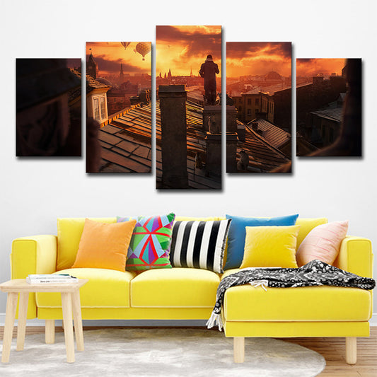 Photography Global Inspired Wall Art with Sunset View on the Roof of St Petersburg in Brown Brown Clearhalo 'Art Gallery' 'Canvas Art' 'Contemporary Art Gallery' 'Modern' Arts' 1616179