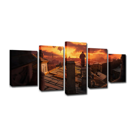Photography Global Inspired Wall Art with Sunset View on the Roof of St Petersburg in Brown Clearhalo 'Art Gallery' 'Canvas Art' 'Contemporary Art Gallery' 'Modern' Arts' 1616182