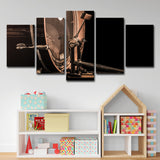 Brown Musical Canvas Wall Art Multi-Piece Contemporary Sitting Room Wall Decoration