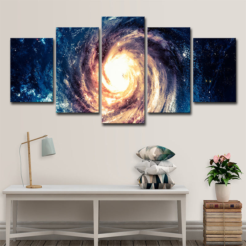 Blue Space Galaxy Canvas Print Multi-Piece Modern Style Living Room Wall Art Blue Clearhalo 'Art Gallery' 'Canvas Art' 'Contemporary Art Gallery' 'Modern' Arts' 1616268