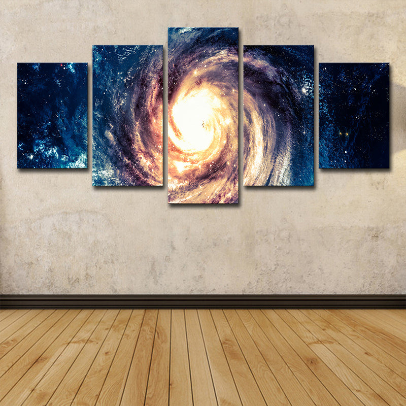 Blue Space Galaxy Canvas Print Multi-Piece Modern Style Living Room Wall Art Clearhalo 'Art Gallery' 'Canvas Art' 'Contemporary Art Gallery' 'Modern' Arts' 1616270
