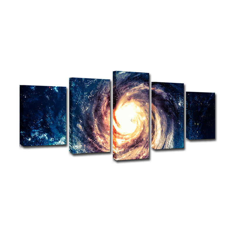 Blue Space Galaxy Canvas Print Multi-Piece Modern Style Living Room Wall Art Clearhalo 'Art Gallery' 'Canvas Art' 'Contemporary Art Gallery' 'Modern' Arts' 1616271