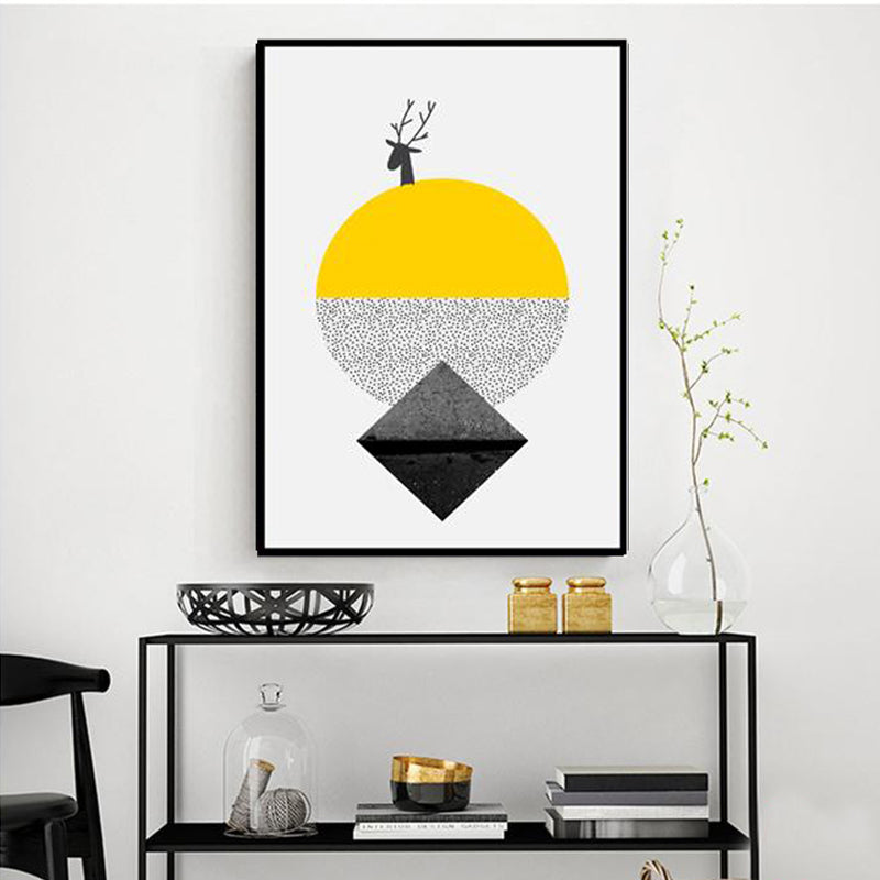 Nordic Abstract Geometric Canvas Art Light-Color Texture Wall Decoration for Home Yellow Clearhalo 'Arts' 'Canvas Art' 1616289