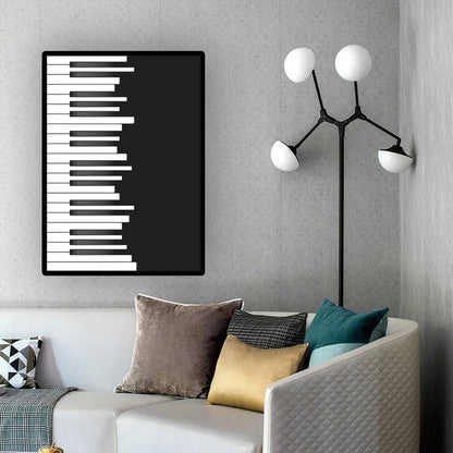 Minimalist Piano Wall Decor Black and White Textured Canvas Print for Living Room Black Clearhalo 'Arts' 'Canvas Art' 1616310