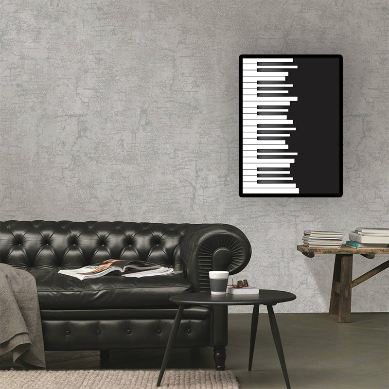 Minimalist Piano Wall Decor Black and White Textured Canvas Print for Living Room Clearhalo 'Arts' 'Canvas Art' 1616311