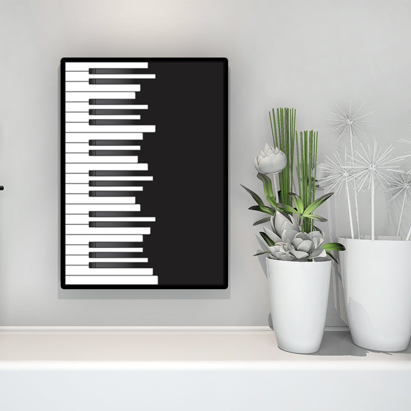 Minimalist Piano Wall Decor Black and White Textured Canvas Print for Living Room Clearhalo 'Arts' 'Canvas Art' 1616312