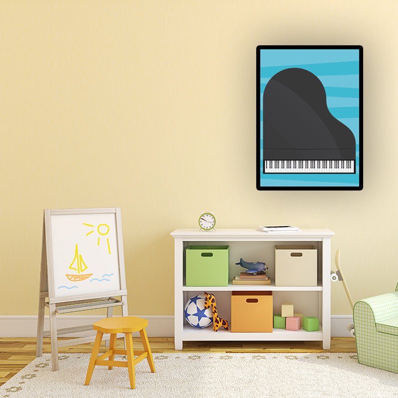 Minimalist Piano Wall Decor Black and White Textured Canvas Print for Living Room Blue Clearhalo 'Arts' 'Canvas Art' 1616317