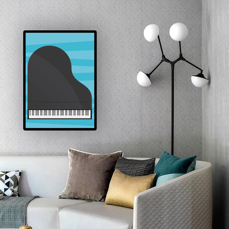 Minimalist Piano Wall Decor Black and White Textured Canvas Print for Living Room Clearhalo 'Arts' 'Canvas Art' 1616319