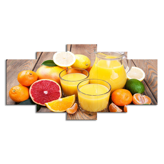 Photography Fruit and Juice Canvas Art for Living Room, Orange-Yellow, Multi-Piece Clearhalo 'Art Gallery' 'Canvas Art' 'Contemporary Art Gallery' 'Modern' Arts' 1616362