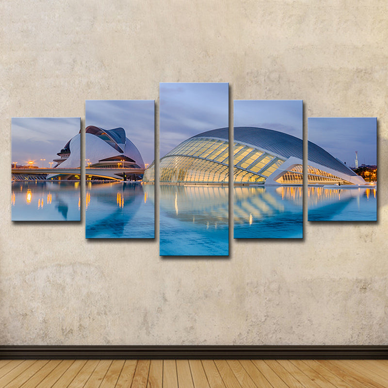 Sydney Opera House Wall Art Global Inspired Multi-Piece Living Room Wall Decor in Blue Blue Clearhalo 'Arts' 'Canvas Art' 1616366