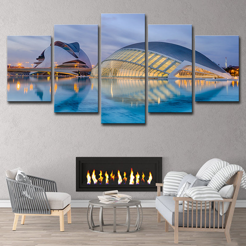 Sydney Opera House Wall Art Global Inspired Multi-Piece Living Room Wall Decor in Blue Clearhalo 'Arts' 'Canvas Art' 1616367
