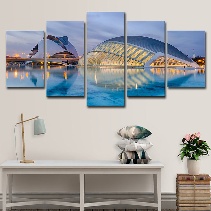 Sydney Opera House Wall Art Global Inspired Multi-Piece Living Room Wall Decor in Blue Clearhalo 'Arts' 'Canvas Art' 1616368