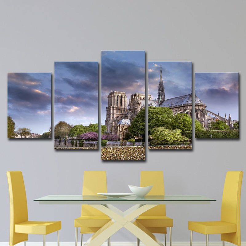 Purple Dark Cloud Scenery Canvas Notre Dame De Paris Modern Multi-Piece Wall Art Clearhalo 'Arts' 'Canvas Art' 1616388