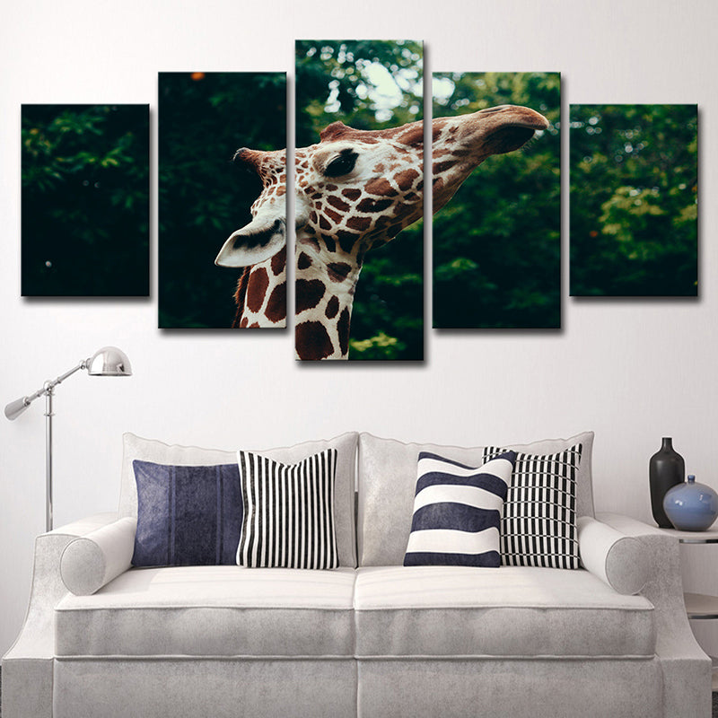Brown Giraffe Canvas Print Wild Animal Modern Multi-Piece Wall Art Decor for Home Brown Clearhalo 'Art Gallery' 'Canvas Art' 'Contemporary Art Gallery' 'Modern' Arts' 1616408