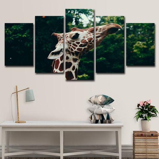 Brown Giraffe Canvas Print Wild Animal Modern Multi-Piece Wall Art Decor for Home Clearhalo 'Art Gallery' 'Canvas Art' 'Contemporary Art Gallery' 'Modern' Arts' 1616410