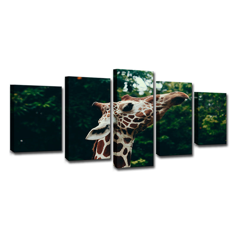 Brown Giraffe Canvas Print Wild Animal Modern Multi-Piece Wall Art Decor for Home Clearhalo 'Art Gallery' 'Canvas Art' 'Contemporary Art Gallery' 'Modern' Arts' 1616411
