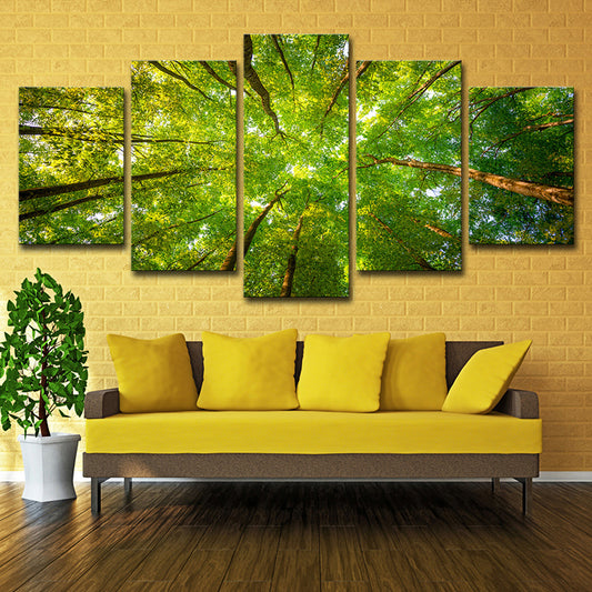 Modern Scenery Canvas Art Green Looking-Up into Forest Trees Wall Decor for Home Green Clearhalo 'Art Gallery' 'Canvas Art' 'Contemporary Art Gallery' 'Modern' Arts' 1616436
