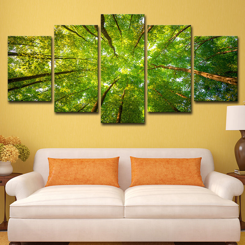 Modern Scenery Canvas Art Green Looking-Up into Forest Trees Wall Decor for Home Clearhalo 'Art Gallery' 'Canvas Art' 'Contemporary Art Gallery' 'Modern' Arts' 1616438