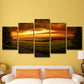 Sundown Farmland Scenery Wall Art Yellow Modernist Canvas Print for Sitting Room Clearhalo 'Art Gallery' 'Canvas Art' 'Contemporary Art Gallery' 'Modern' Arts' 1616444