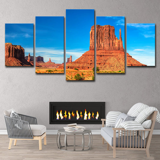 Brown Monument Valley Scenic Canvas Print Multi-Piece Wall Art for Living Room Brown Clearhalo 'Art Gallery' 'Canvas Art' 'Contemporary Art Gallery' 'Modern' Arts' 1616520