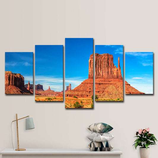 Brown Monument Valley Scenic Canvas Print Multi-Piece Wall Art for Living Room Clearhalo 'Art Gallery' 'Canvas Art' 'Contemporary Art Gallery' 'Modern' Arts' 1616521