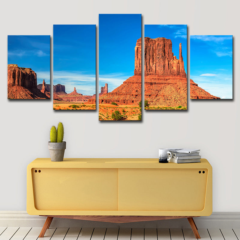 Brown Monument Valley Scenic Canvas Print Multi-Piece Wall Art for Living Room Clearhalo 'Art Gallery' 'Canvas Art' 'Contemporary Art Gallery' 'Modern' Arts' 1616522