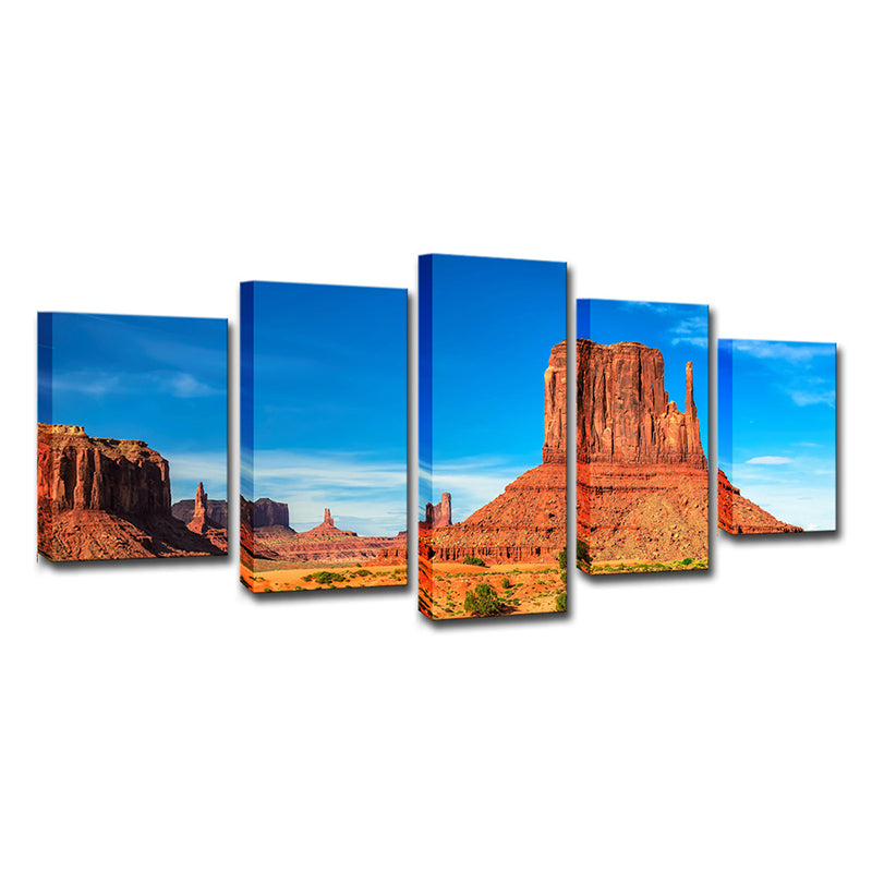 Brown Monument Valley Scenic Canvas Print Multi-Piece Wall Art for Living Room Clearhalo 'Art Gallery' 'Canvas Art' 'Contemporary Art Gallery' 'Modern' Arts' 1616523