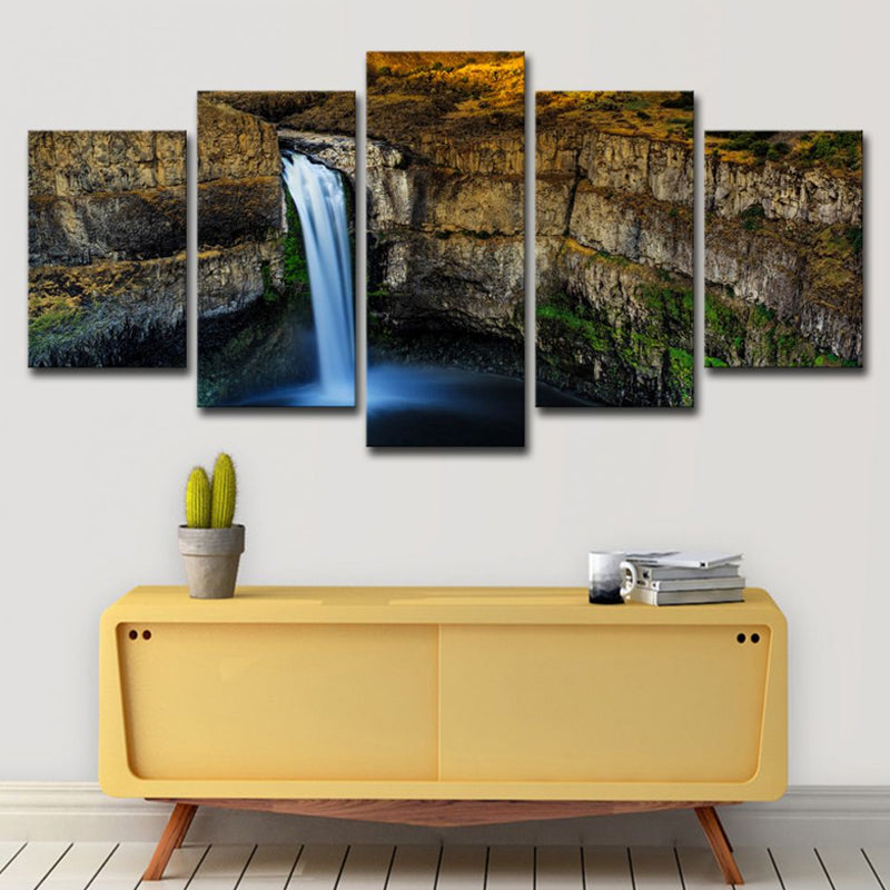 Modern Palouse Falls Wall Art Brown Washington Canyon Scenery Canvas Print, Multi-Piece Clearhalo 'Art Gallery' 'Canvas Art' 'Contemporary Art Gallery' 'Modern' Arts' 1616529