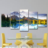 Splendid Mountain Lake Landscape Canvas Wall Art, Green and Blue, Multiple-Piece Green