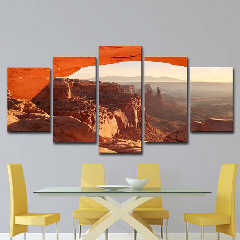 Orange Mesa Arch Sunrise Canvas Multi-Piece Modernist Style Bedroom Wall Art Print Clearhalo 'Art Gallery' 'Canvas Art' 'Contemporary Art Gallery' 'Modern' Arts' 1616549