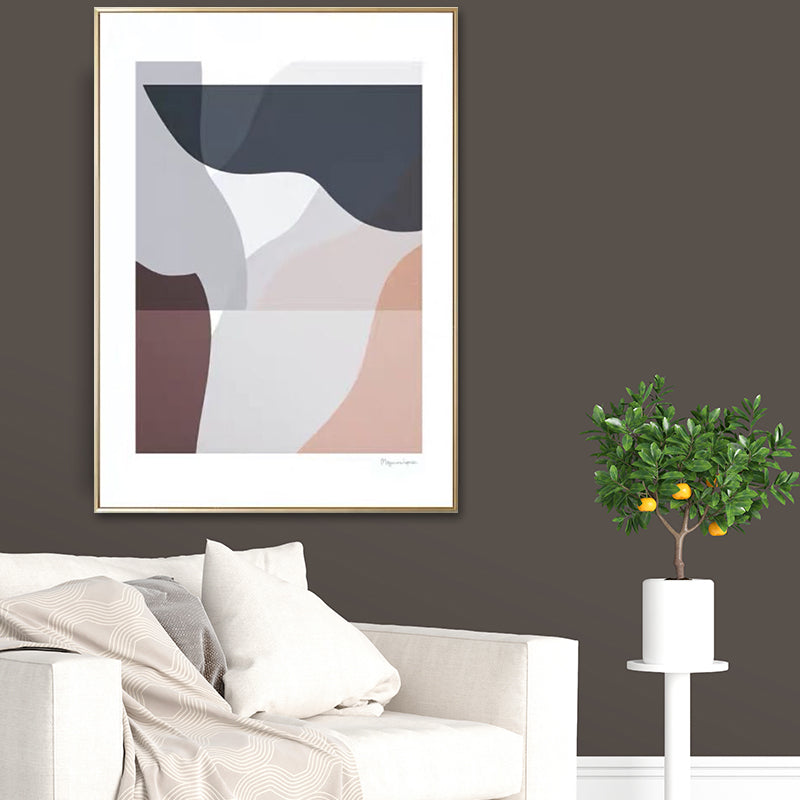 Abstract Wall Art Decor Minimalistic Textured Canvas Print in Blue-Grey on White Blue Clearhalo 'Arts' 'Canvas Art' 1616576