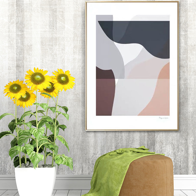 Abstract Wall Art Decor Minimalistic Textured Canvas Print in Blue-Grey on White Clearhalo 'Arts' 'Canvas Art' 1616577