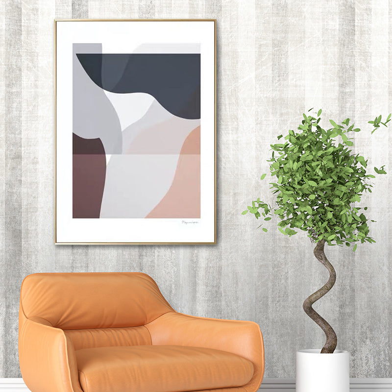 Abstract Wall Art Decor Minimalistic Textured Canvas Print in Blue-Grey on White Clearhalo 'Arts' 'Canvas Art' 1616578