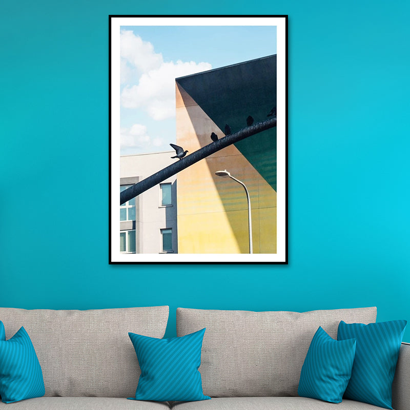 House Close-Up View Painting Canvas Pastel Color Contemporary Wall Art for Home Green Clearhalo 'Art Gallery' 'Canvas Art' 'Contemporary Art Gallery' 'Modern' Arts' 1616620