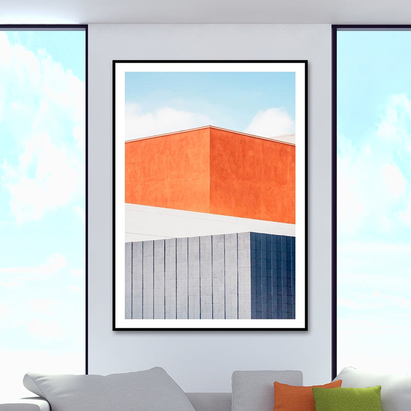 House Close-Up View Painting Canvas Pastel Color Contemporary Wall Art for Home Orange Clearhalo 'Art Gallery' 'Canvas Art' 'Contemporary Art Gallery' 'Modern' Arts' 1616627